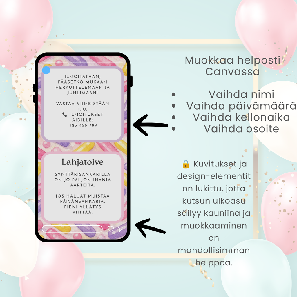 Muokkaa helposti Canvassa kutsu