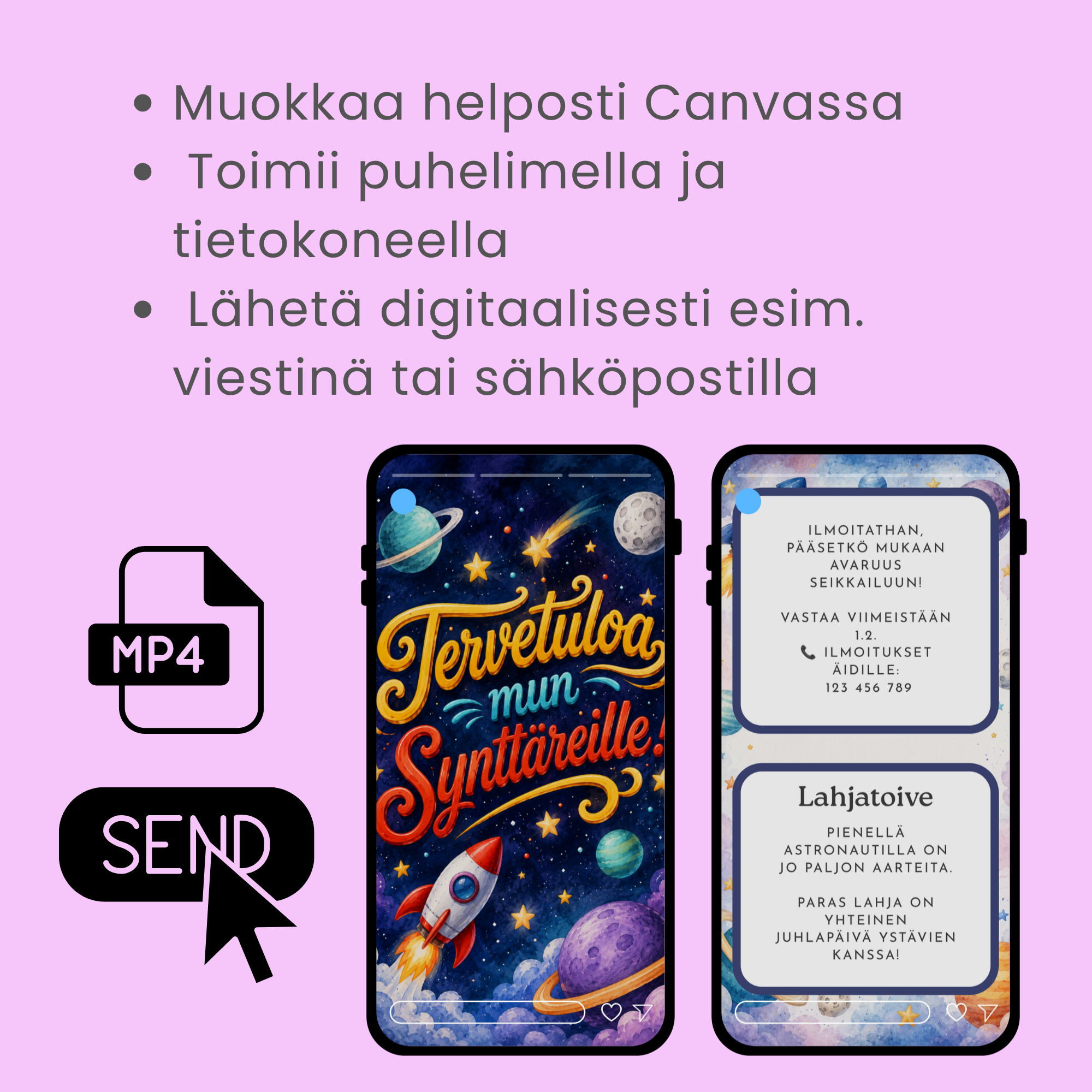 Muokkaa synttarikutsu 