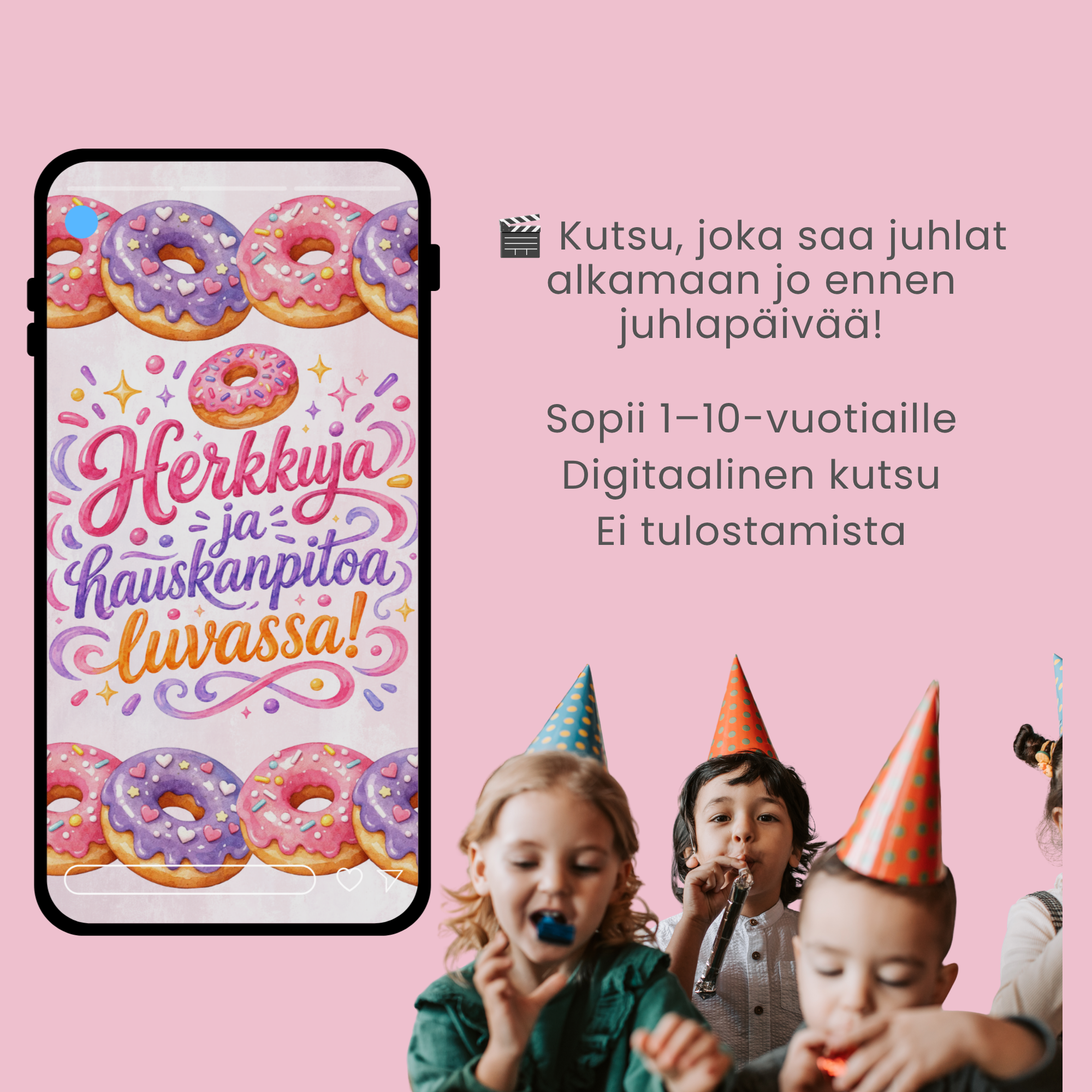 Lasten synttarikutsu digitaalinen
